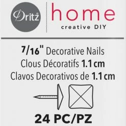 Dritz 7/16" Square Decorative Nails, Nickel, 24 Pc Decorative Nails & Tacks