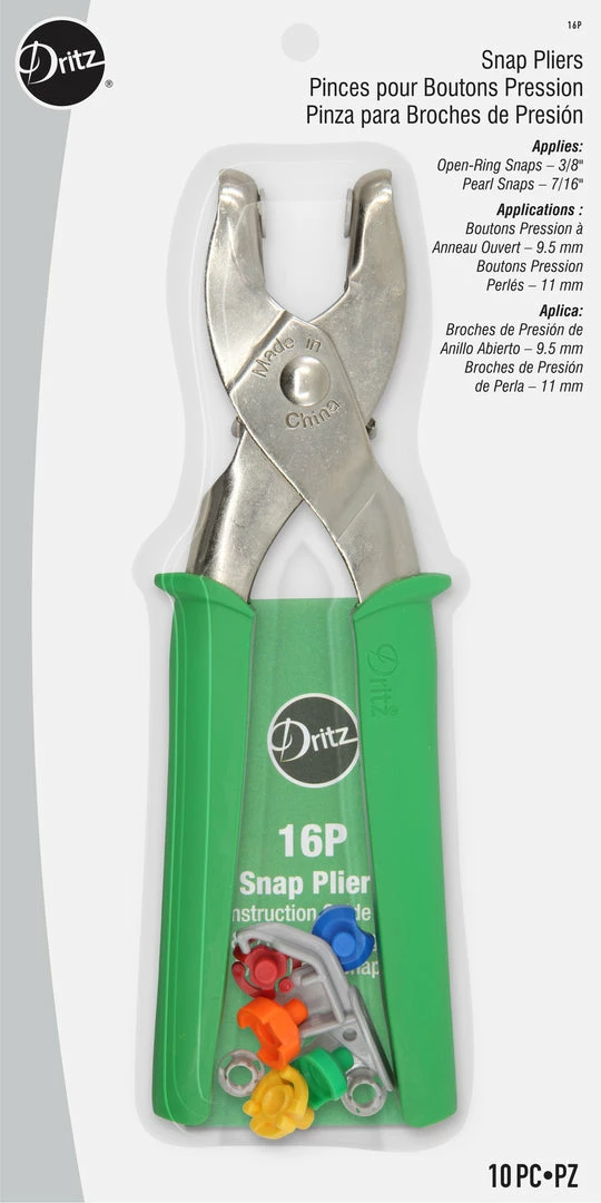 Dritz Snap Pliers For 3/8" Open-Ring & 7/16" Pearl Snaps, Green 4 Dritz Snap Pliers For 3/8" Open-Ring & 7/16" Pearl Snaps, Green