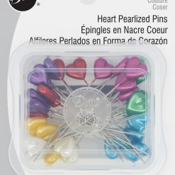 Dritz Pins & Accessories 2-1/8" Heart Pearlized Pins, Assorted, 35 Pc