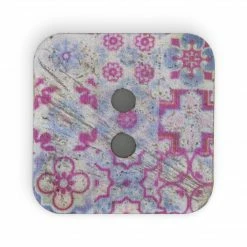 Dritz Sustainable Coconut Square Button, 35mm, Multicolor Print Buttons & Cover Buttons