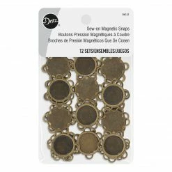 Dritz 3/4" Magnetic Sew-On Snaps, 12 Sets, Antique Brass Bulk Notions