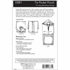 Indygo Junction Recycled Tie Pocket Pouch Pattern, PDF Download