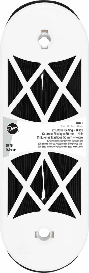 Dritz 2" Elastic Belting, Black, 10 Yd Elastics 3 Dritz 2" Elastic Belting, Black, 10 Yd Elastics