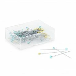 Dritz Crystal Glass Head Pins, Blue & Yellow, 100 Pc Pins, Needles & Tacks