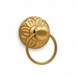 Dritz Hooks & Knobs Cast Iron Ring Pull, Gilt