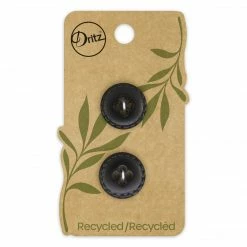 Dritz Buttons & Cover Buttons Recycled Leather Round Button, 18mm, Black, 2 Pc