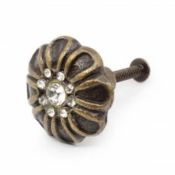 Dritz Outlet Cast Iron Rhinestone Flower Knob, Bronze 9 Dritz Outlet Cast Iron Rhinestone Flower Knob, Bronze