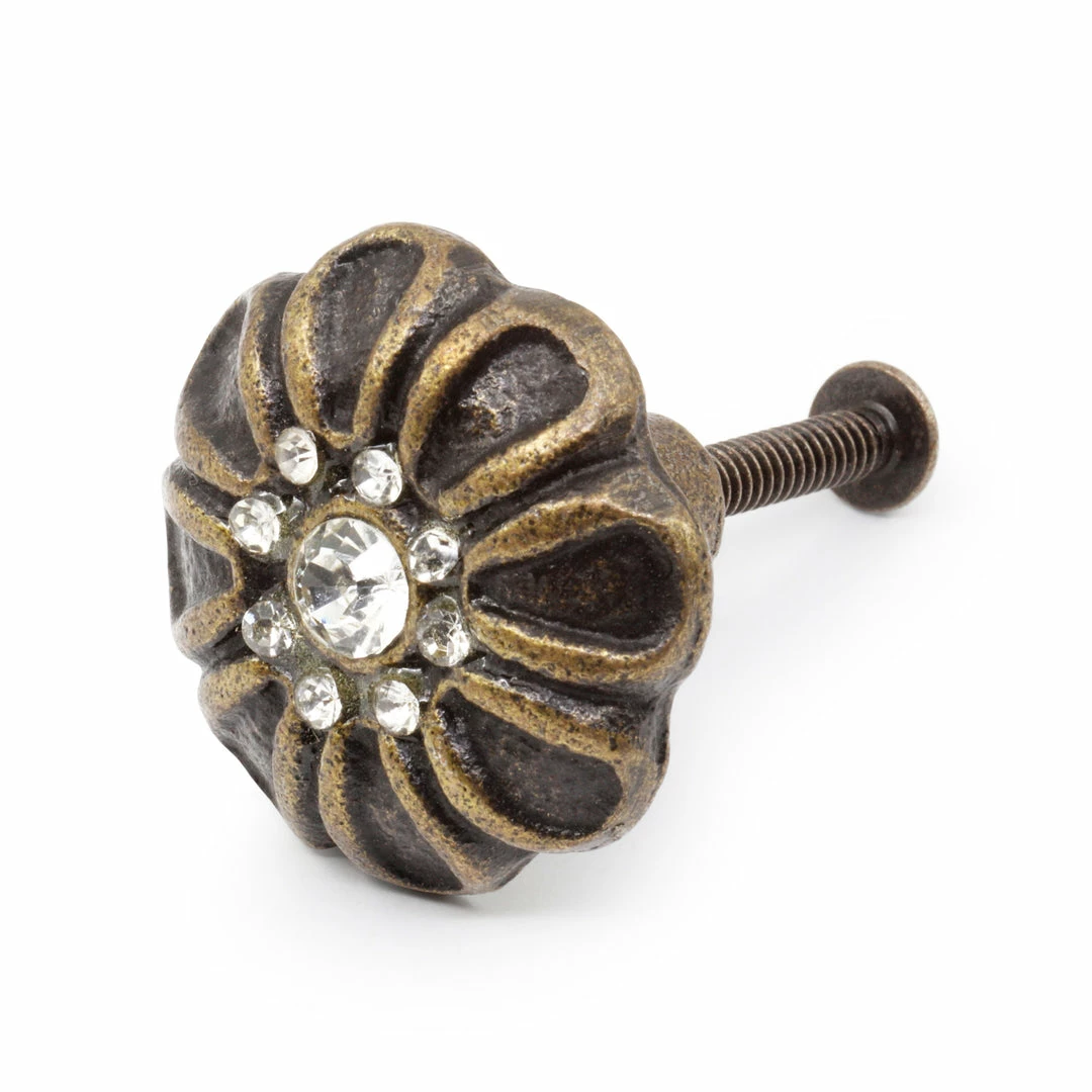 Dritz Outlet Cast Iron Rhinestone Flower Knob, Bronze 6 Dritz Outlet Cast Iron Rhinestone Flower Knob, Bronze