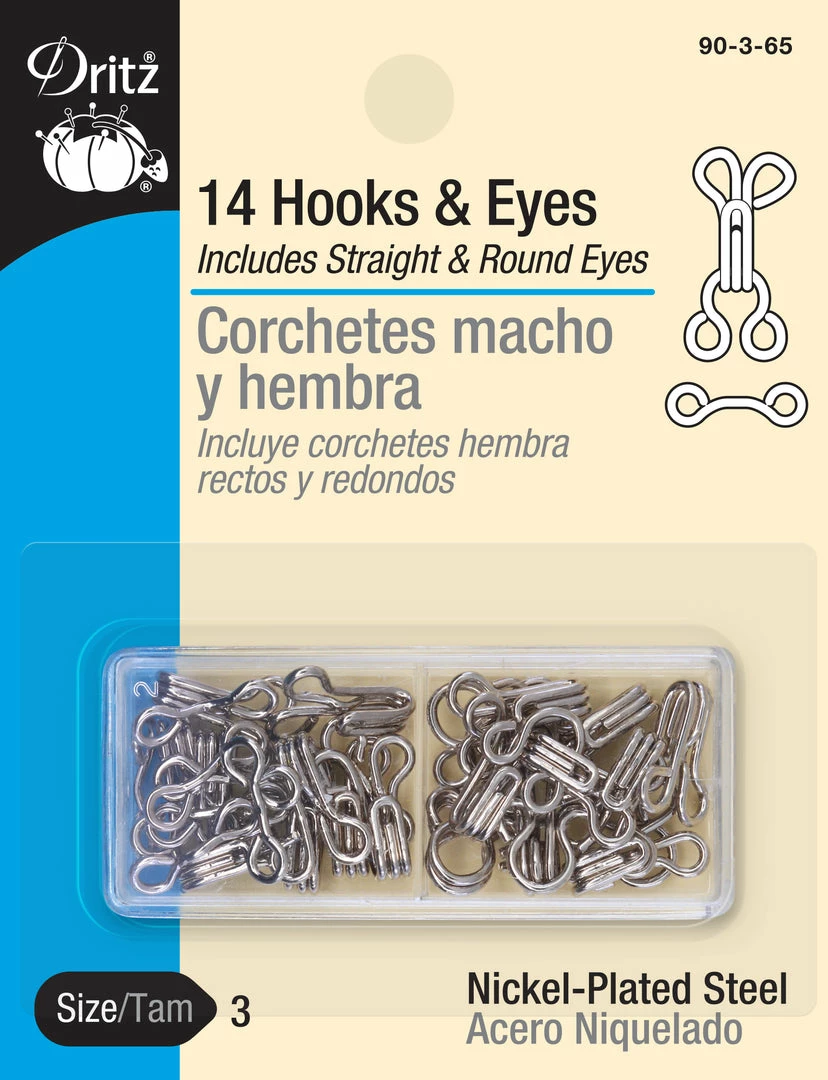 Dritz Hooks & Eyes, 14 Pc, Nickel 3 Dritz Hooks & Eyes, 14 Pc, Nickel