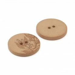 Dritz Buttons & Cover Buttons Recycled Hemp Round Floral Button, 23mm, 2 Pc
