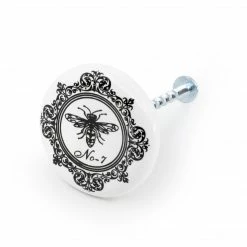 Dritz Ceramic Bee Knob, Black & White Hooks & Knobs