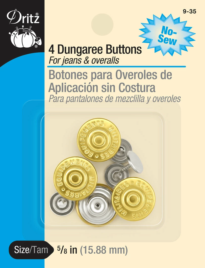 Dritz Buttons & Cover Buttons 5/8" Dungaree Buttons, 4 Pc 14 Dritz Buttons & Cover Buttons 5/8" Dungaree Buttons, 4 Pc