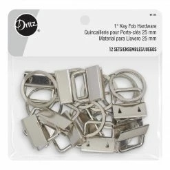 Dritz 1" Key Fob Hardware, Nickel, 12 Sets