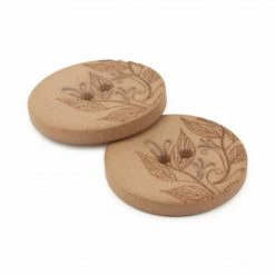 Dritz Buttons & Cover Buttons Recycled Hemp Round Floral Button, 23mm, 2 Pc