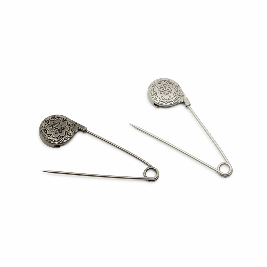 LoRan Vintage Flower Metal Shawl Pins, Silver, 2 Pc Embroidery 5 LoRan Vintage Flower Metal Shawl Pins, Silver, 2 Pc Embroidery