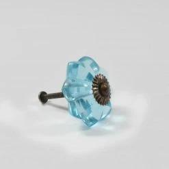 Dritz Hooks & Knobs Glass Scallop Knob, Blue