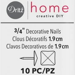 Dritz Decorative Nails & Tacks 3/4" Square Decorative Nails, Nickel, 10 Pc