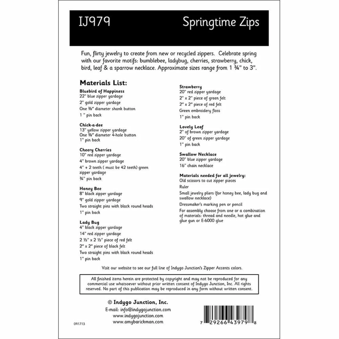 Indygo Junction Purses & Accessories Springtime Zips Pins & Necklace Pattern, PDF Download 4 Indygo Junction Purses & Accessories Springtime Zips Pins & Necklace Pattern, PDF Download