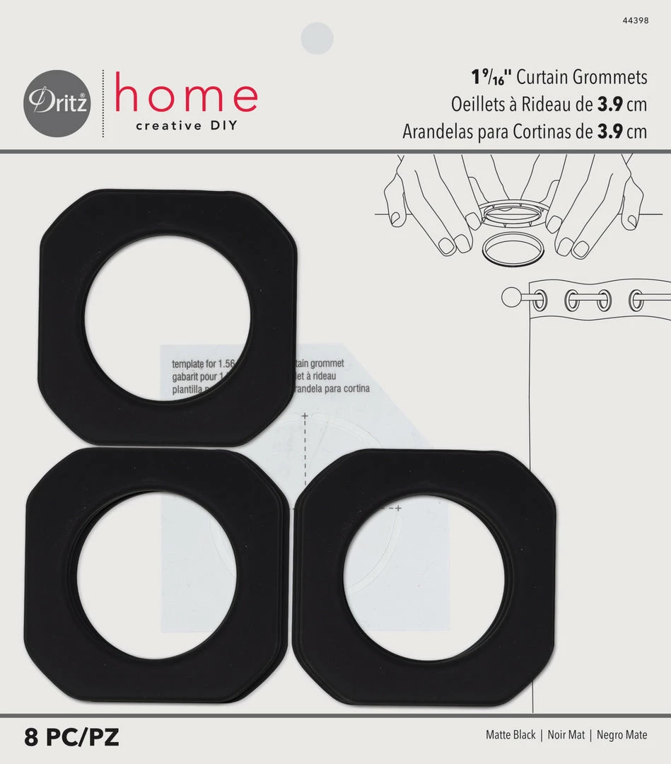Dritz 1-9/16" Square Curtain Grommets, Matte Black, 8 Sets Curtain Grommets & Rings 9 Dritz 1-9/16" Square Curtain Grommets, Matte Black, 8 Sets Curtain Grommets & Rings