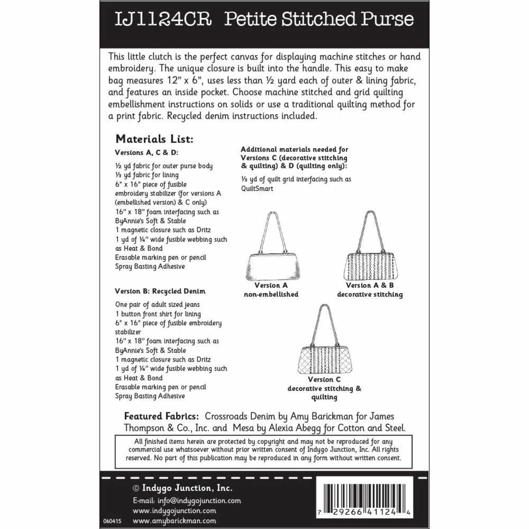 Indygo Junction Petite Stitched Purse Pattern Purses & Accessories 5 Indygo Junction Petite Stitched Purse Pattern Purses & Accessories